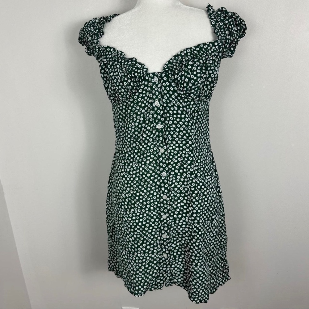 With Jean Isabelle Daisy Green Floral Mini Dress